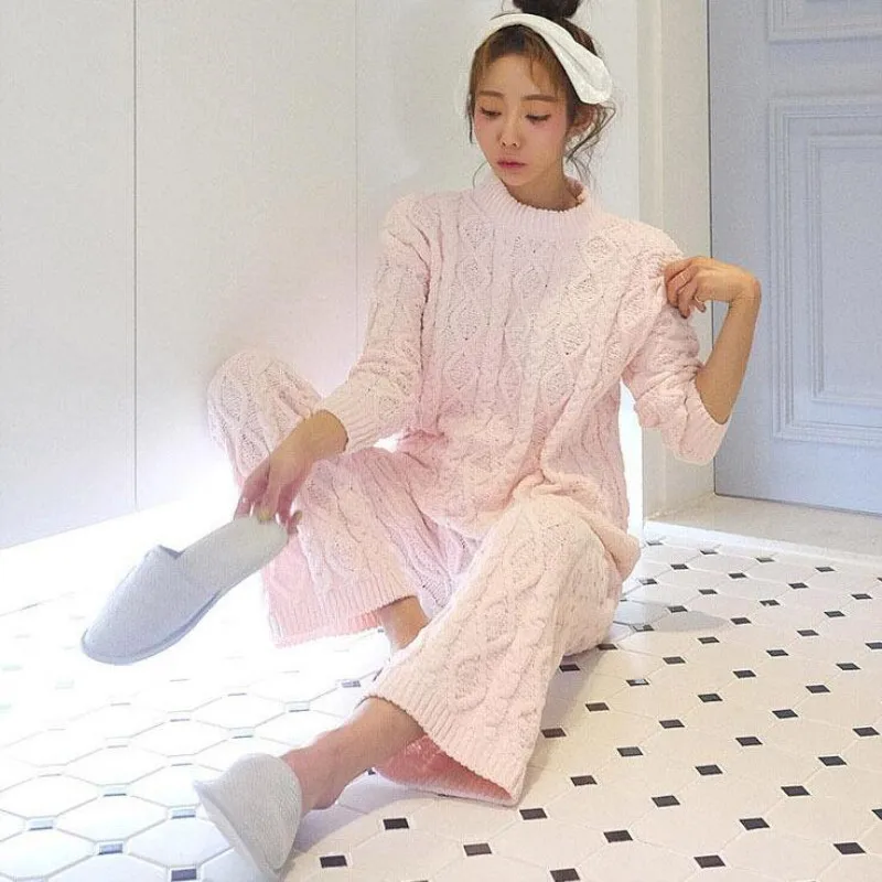 Женская пижама новинка 2018 зимний домашний комплект свитер ярких цветов + широкие