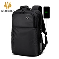 goloen wolf outdoor backpacks bag double zipple usb charging 15 6inch computer bags man business office handbag mochilas for men