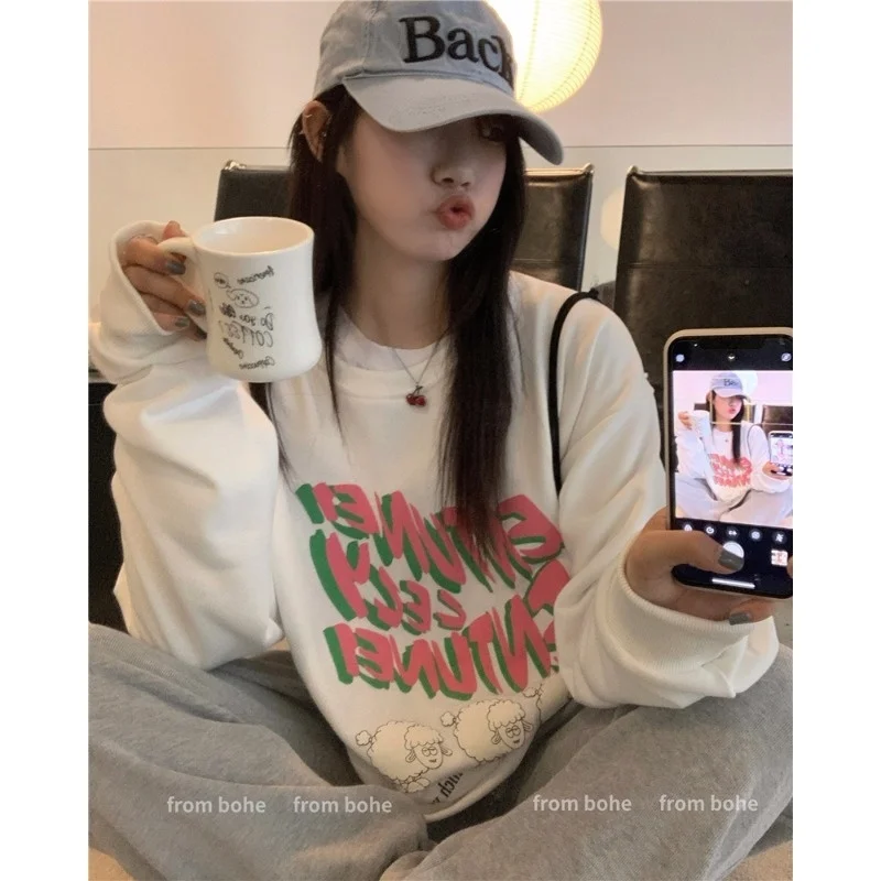 

Sweater Women's Loose Korean Style Spring and Autumn 2021 New Design Sense Small American Retro Long Sleeve Top Ins