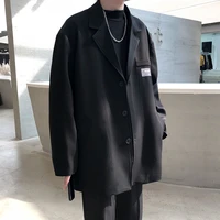 gray black blazer men fashion business society mens suit jacket korean loose casual dress jacket mens office formal outwear