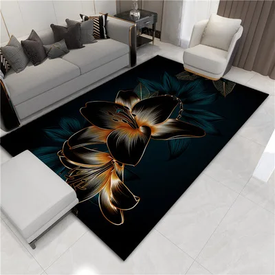 

Square golden diamond velvet carpet indoor absorbent floor mat printed tea table living room bedroom mat