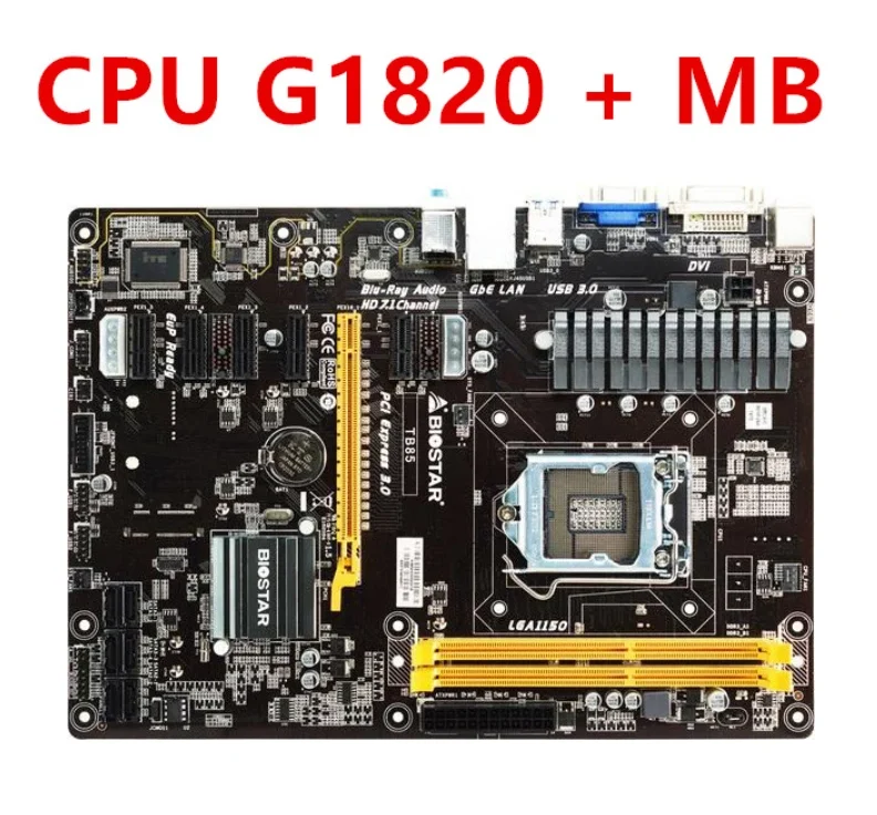 Материнская плата 6GPU 6PCI-E для майнинга BTC PRO используется настольных ПК Biostar TB85 G1820