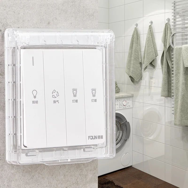 

Self Adhesive 86 Type Wall Electric Socket Box Waterproof Doorbell Board Panel Cover Switch Button Protection Splash-Proof Case