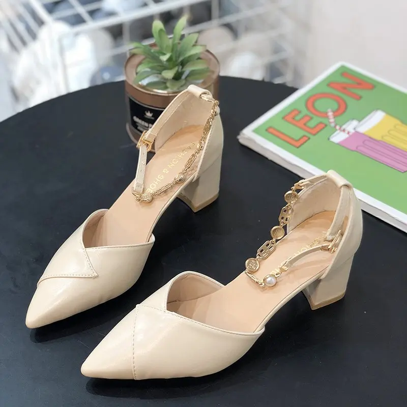 

Autumn New Fashion Small Fresh High Heels 6 Cm Square Heel Single Shoes Concise Elegant Women's Shoes Temperament Wild Pumps