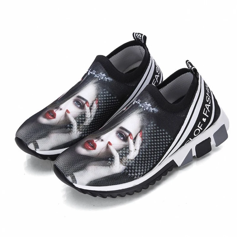 Кроссовки женские с круглым носком мягкие без шнуровки повседневные для