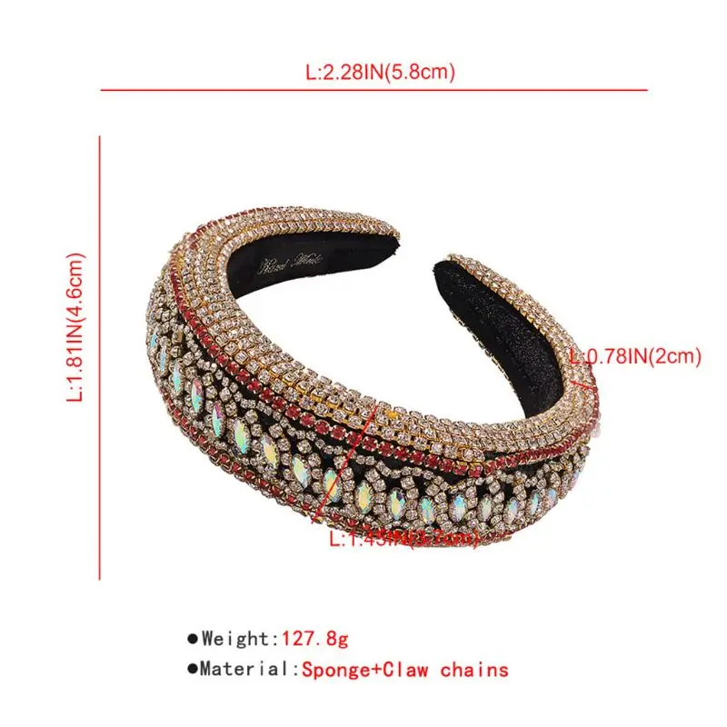 

Baroque Tiaras Wide Headband Luxurious Color Crystal Hair Hoop Female Girls Headwear Accessory