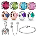 Браслет женский из серебра 925 пробы, с разноцветным цирконием, 3 мм