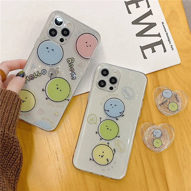 

Чехол для iPhone 12 13 Pro Max, милый мультяшный блестящий чехол с милым кронштейном для iPhone 11 X XR XS Max 7 8 Plus SE, мягкий чехол