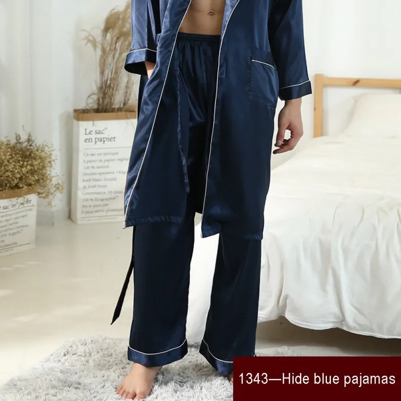 

Men'S New Pajamas, Casual Pajamas, Pure Color, Simple Silk, Loose Trousers, Pajamas, Home Service