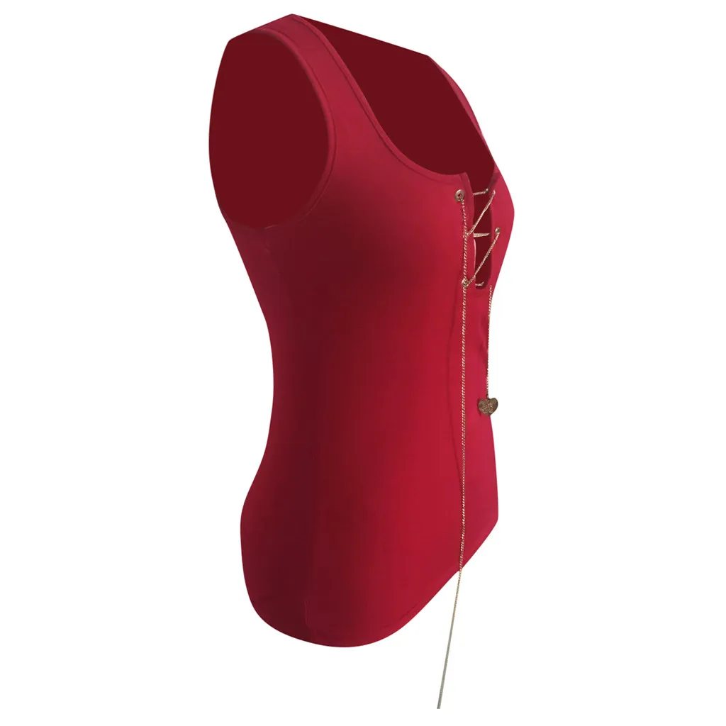 Женский сексуальный клубный жилет с глубоким v-образным вырезом на шнуровке