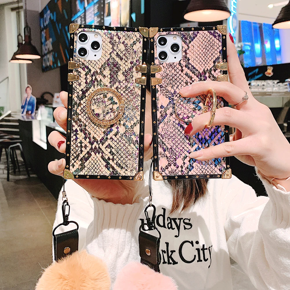 Чехол под змеиную кожу для Samsung S20 + Ultra Note10 Plus A51 A71 S10e S10 note 8 9 A30 A50 A70 A10S квадратный