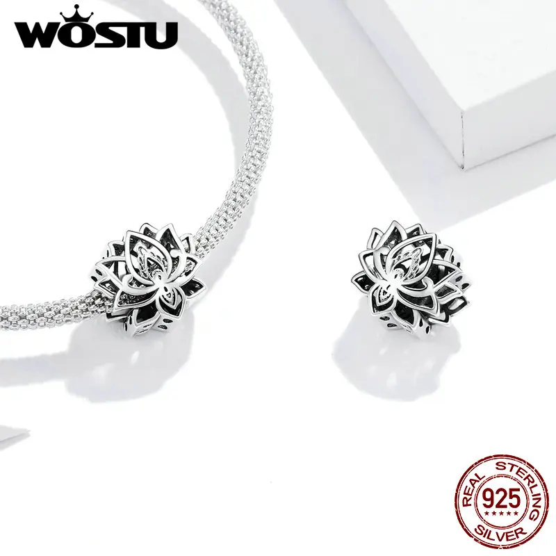 Женский браслет из стерлингового серебра 925 пробы с изображением цветущих бусины