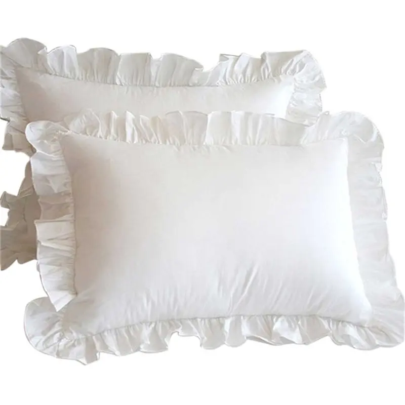 

Ruffle pillowcase white elegant pillow case pillow cover sweet princess Cotton Pillowcases with Invisible Zipper for Bed Decor