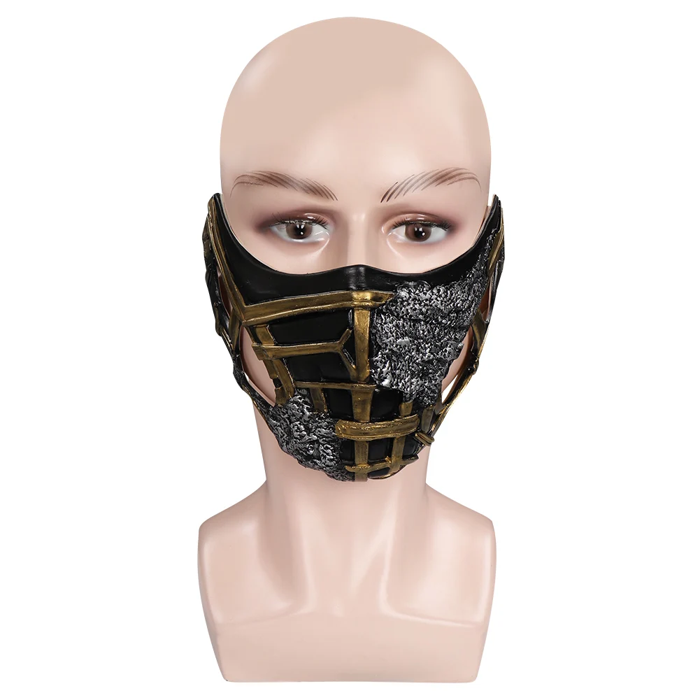 Игра Mortal Kombat Скорпион Косплей Половина лица латексные маски Хэллоуин Карнавал