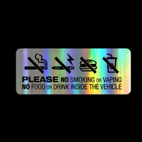 warning no smoking vaping food drink in vehicle notice window stickers reflective car stickers kk104cm