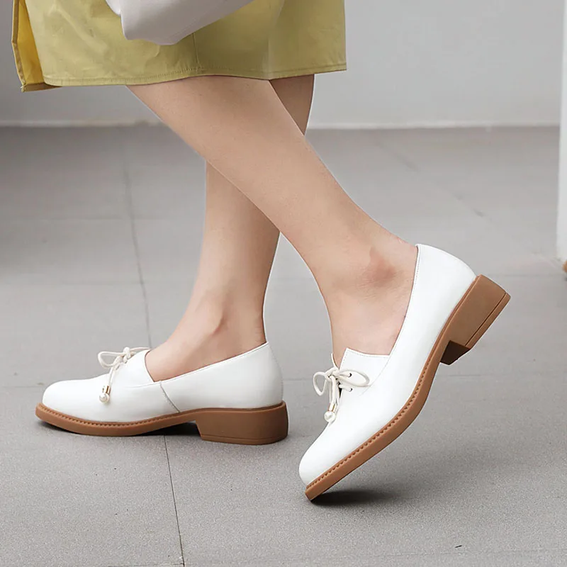 

Coolcept New Flat Shoes Women Lace Up Round Toe Women Shoes Fashion Simple Office Ladies Working Footwear Size 34-39