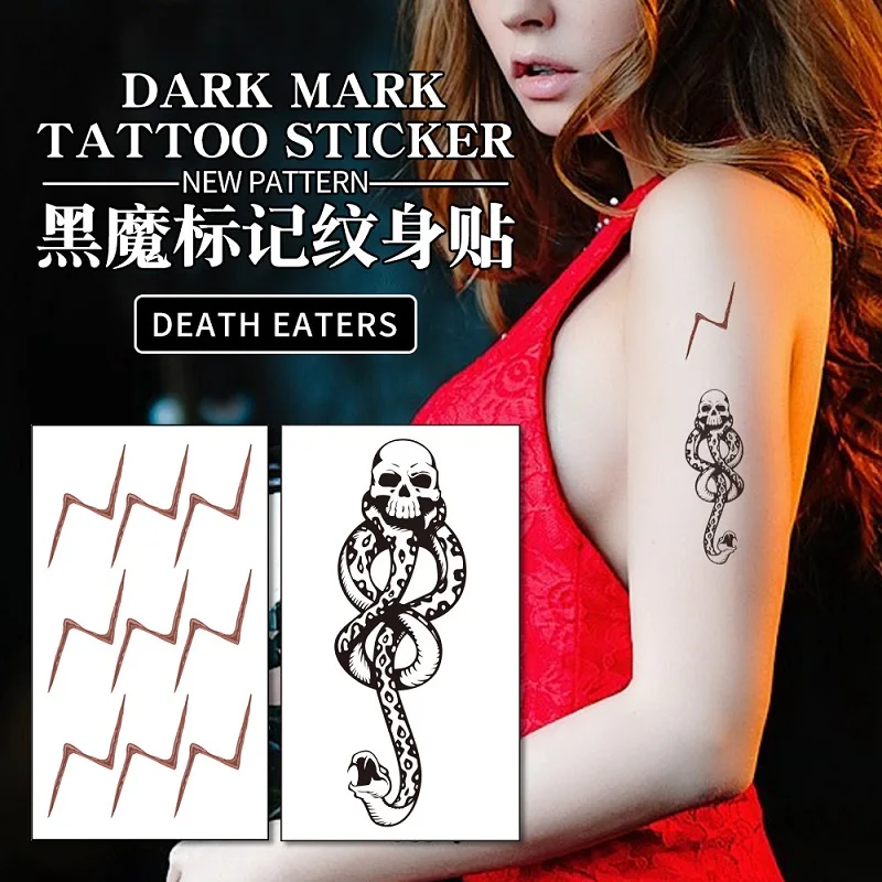 

Woman Men Waterproof Temporary Tattoo Sticker Creative Creeping Black Snake Personality Tattoo Body Art Arm Fake Tattoo