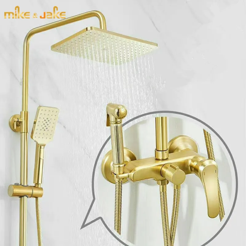 Набор для душа с золотыми щетками смеситель золотой настенный ванной комнаты
