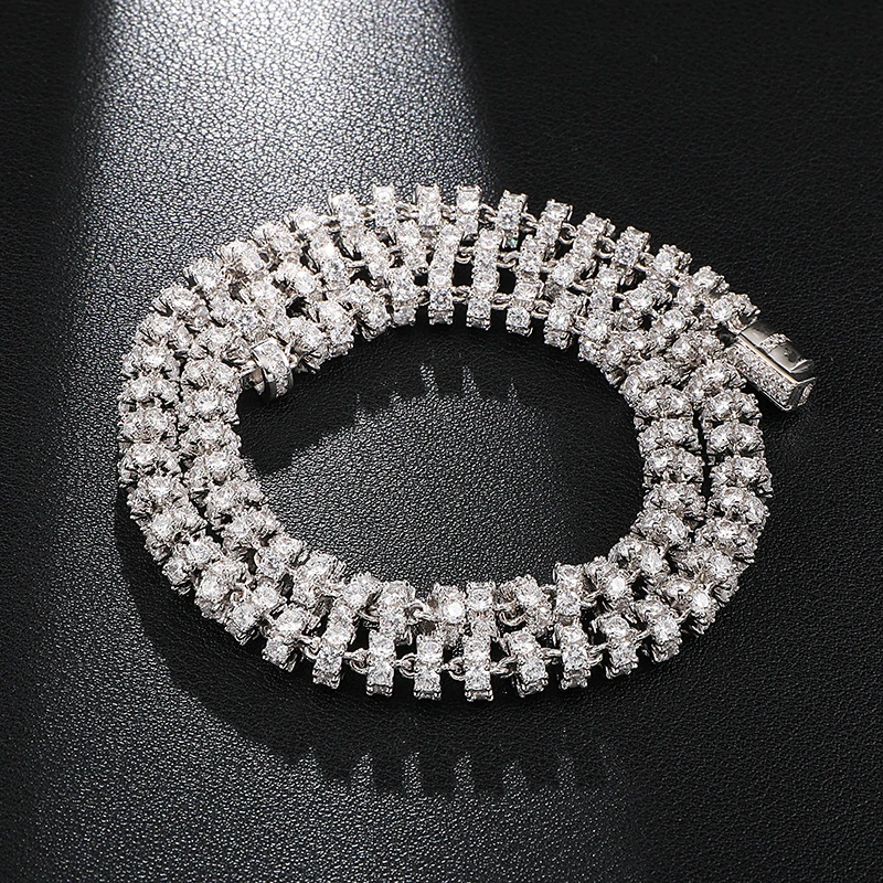 Hip Hop 6MM Bling AAA CZ Cubic Zirconia Iced Out Round Link Chain Necklace For Men Women Rapper Jewelry 18''-24''