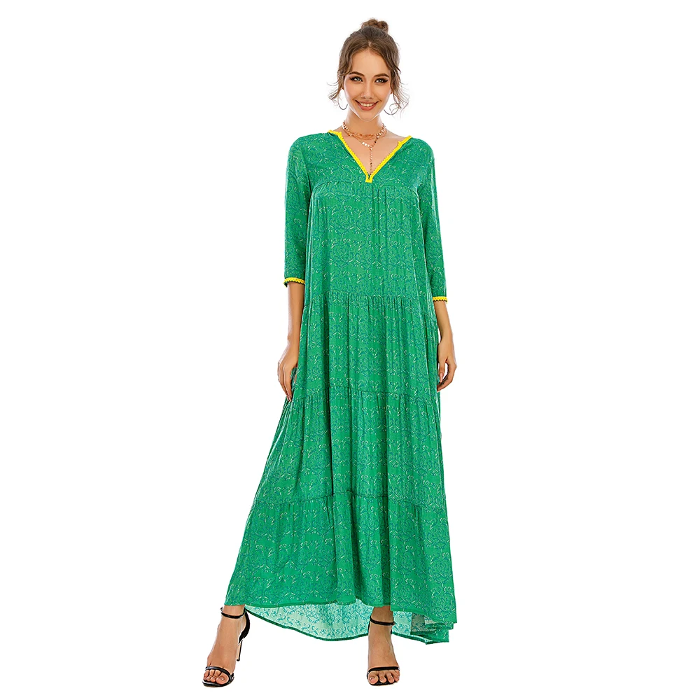 Женское богемное Платье макси с длинным рукавом летнее винтажное элегантное