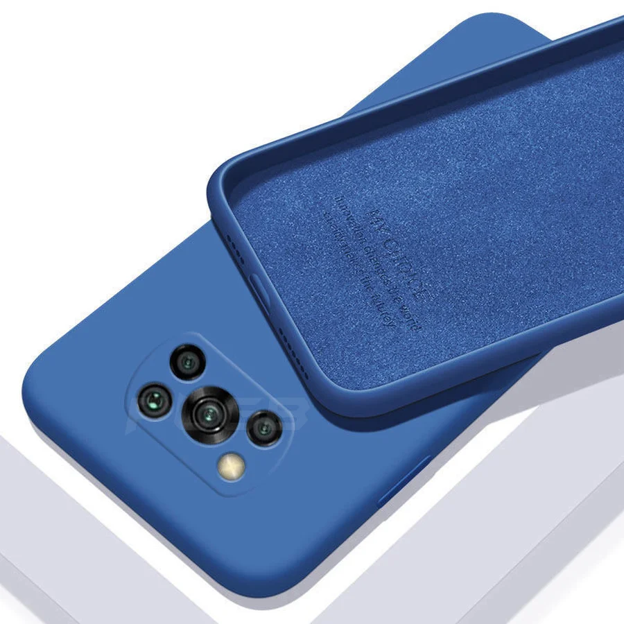 original soft liquid silicone phone case for xiaomi poco x3 nfc x 3 m3 f2 pro f3 camera protection cloth lining shockproof cover free global shipping