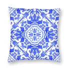 Португальская плитка Azulejo, наволочка 45x45 см, синяя фарфоровая бархатная нордическая диванная подушка для автомобиля, дивана