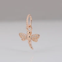 925 sterling silver golden original sparkling dragonfly pendant charm beads bracelet diy jewelry making for pandora
