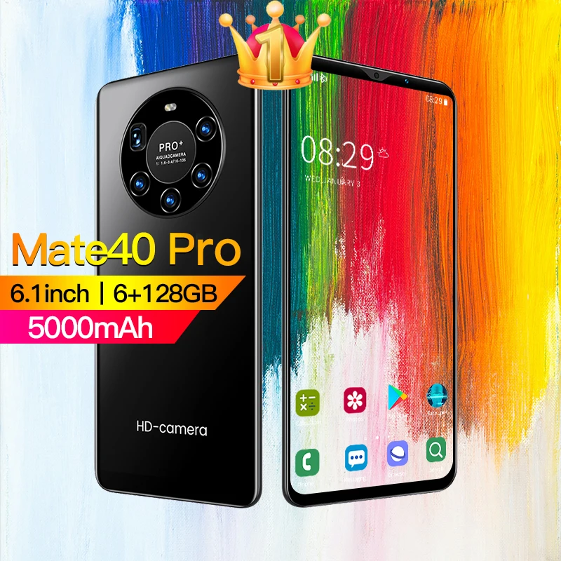 

Mate40 Pro 6.1-inch 6+128G Smartphone Android Phone 5000mah Supports Google Play WiFi 5G Mobilephone Unlock New Telephone