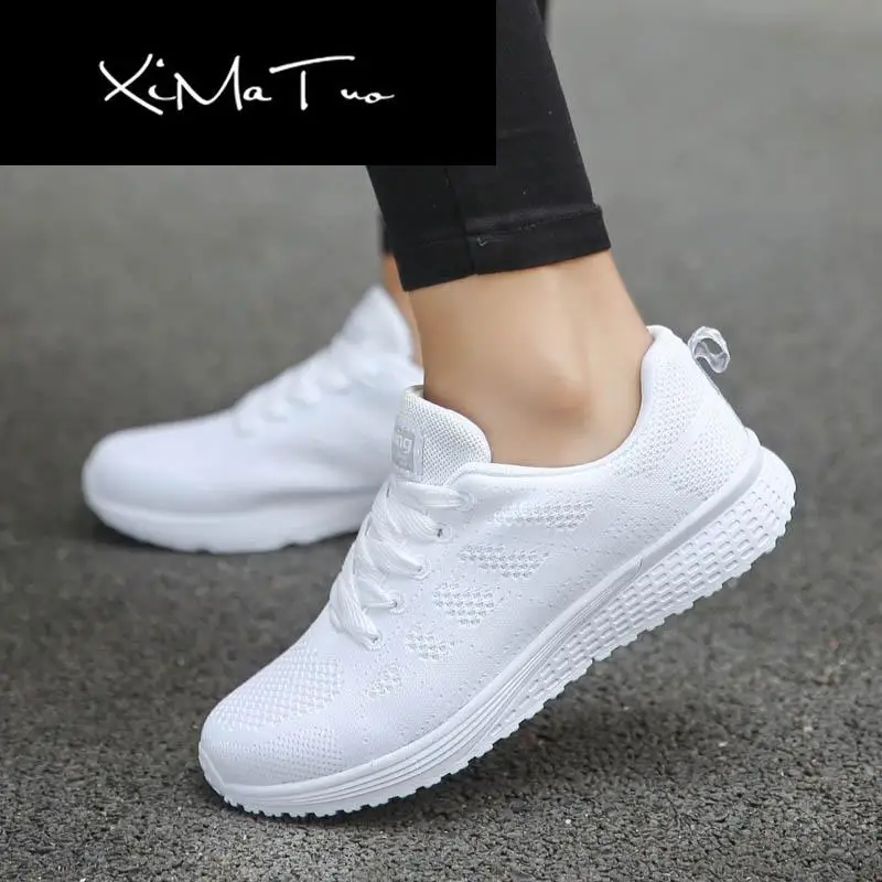 Женские кроссовки Белые на платформе Женская обувь Повседневная Tenis Feminino Zapatos de