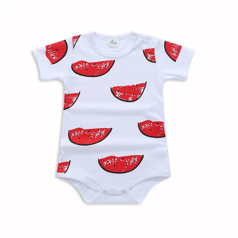 

2021 New Baby Boys Girls Short Sleeve One-piece Clothes Summer Rompers Cartoon M-bean Newborn Cotton Short Climbing Clothes