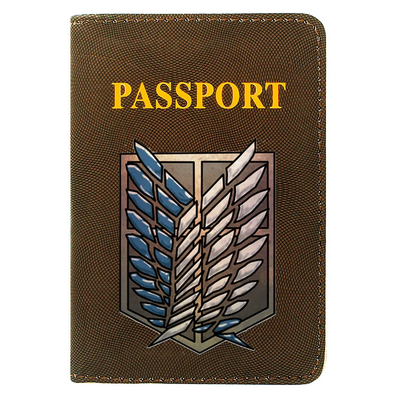 

Vintage Attack on Titan Digital Printing Women Men Passport Cover PU Leather Travel ID Credit Card Holder Purse Wallet Case Gift