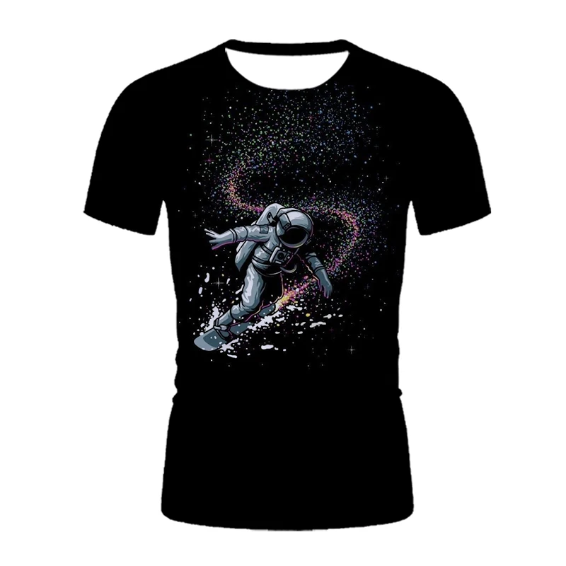 

European style explosion summer comfortable fashion men's T-shirt astronaut 2021 new casual loose round neck short sleeve T-shir