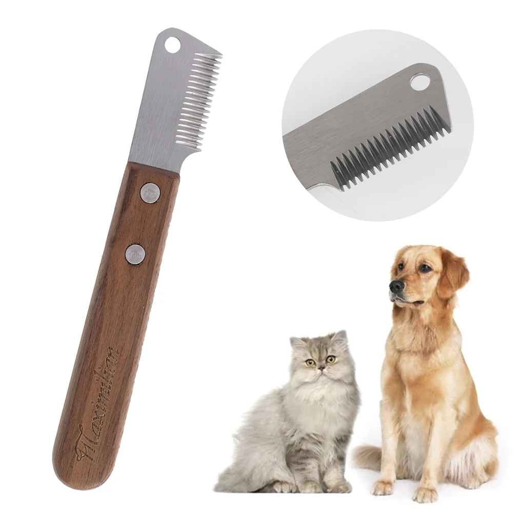 

Щетка для вычесывания шерсти домашних животных, деревянная для кошек и собак, инструмент для ухода за шерстью, для матовых длинных вьющихся ...