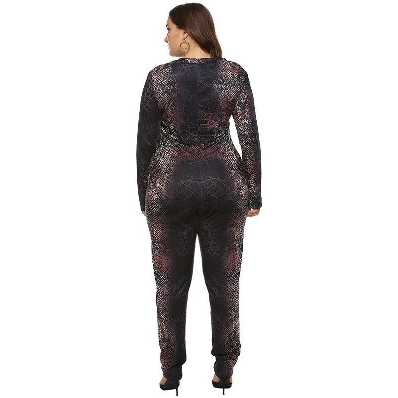 

Women Leopard Change Color Jumpsuits 2021 Newest Women Sexy Lady's Crew Neck Full Sleeves Skinny Rompers Plus Size High Quality