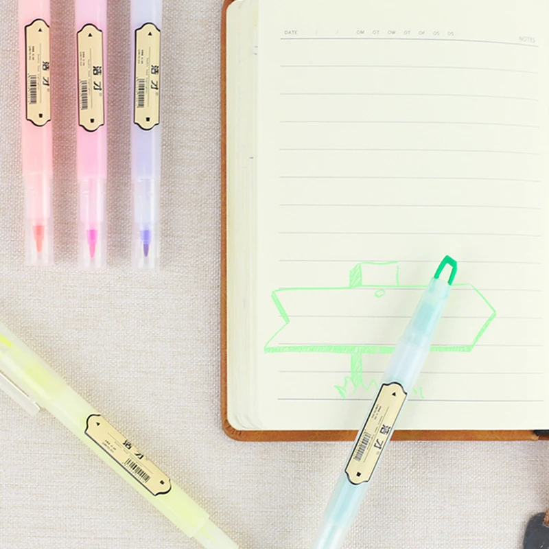 Набор маркеров-хайлайтеров с двумя наконечниками 6 шт. | Канцтовары для офиса и