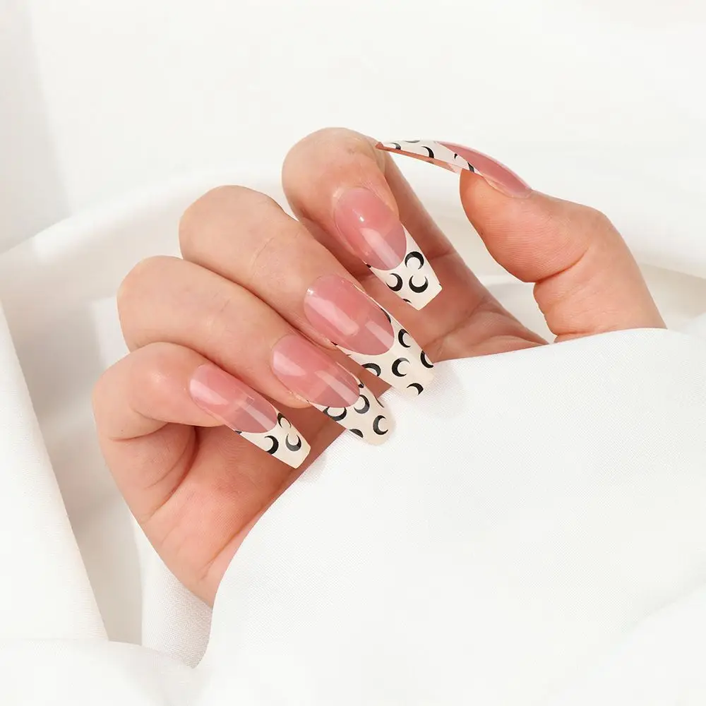 

24 шт./коробка, накладные ногти со съемным изображением Луны