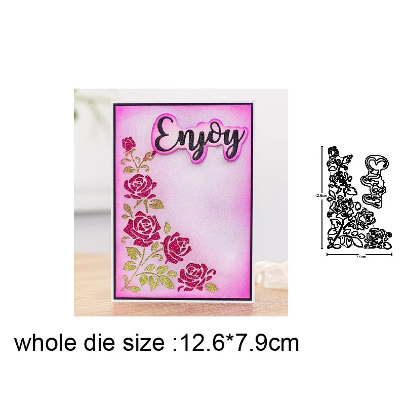 

rose flowers border corner Metal Cutting Dies for DIY Scrapbooking Photo Album Decor Embossing Paper Card Crafts Die Cut 2020