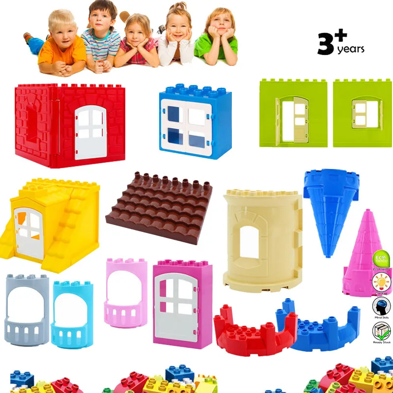 

Diy Big Size Building Blocks Castle House Roof Window Door Accessories Toys for Children Kids Xmas Gifts
