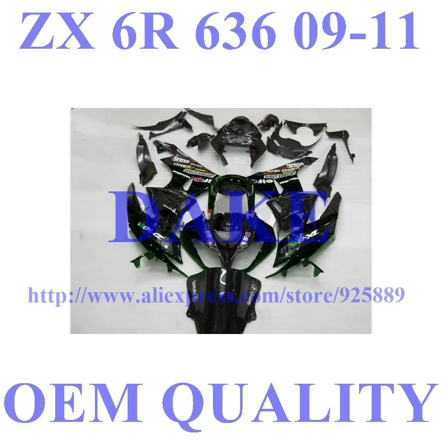

Injection ABS Fairings For Kawasaki Ninja ZX 6R 2009 2010 2011 ZX6R 09 10 11 ZX-6R Fairing Parts BLACK 1w2q