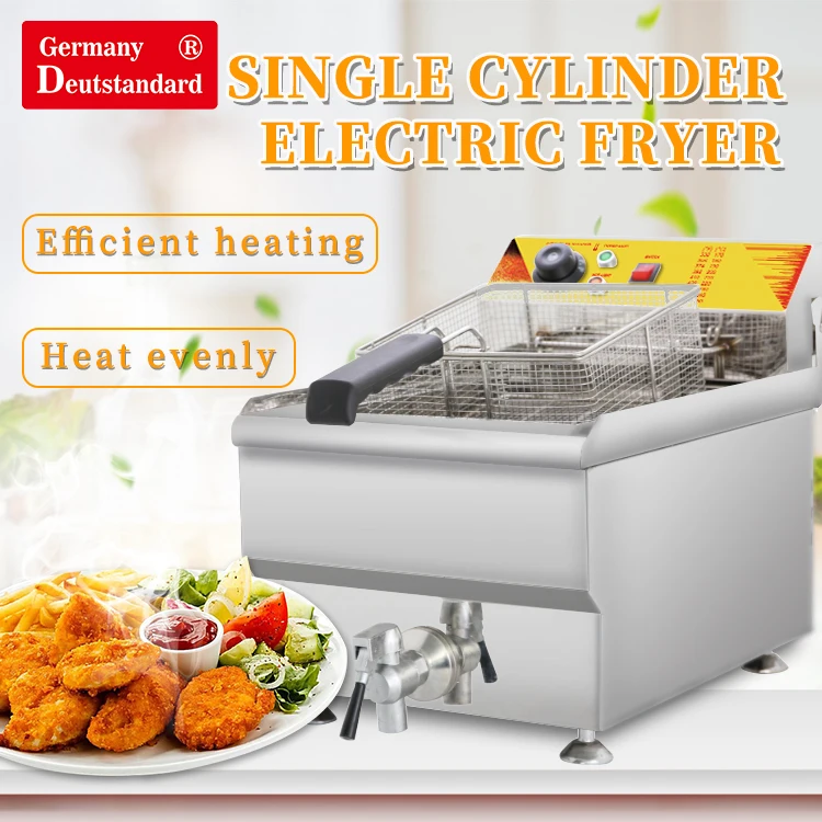 

17L Single Cylinder Electric Deep Fryer Potato Chips Frying Machine Stainless Steel Chicken Fryer Electric Fryer Snack Machine