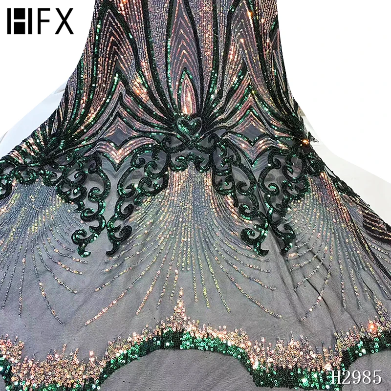 HFX 2020 Горячая Распродажа африканская Лазерная кружевная ткань вышивка пайетками