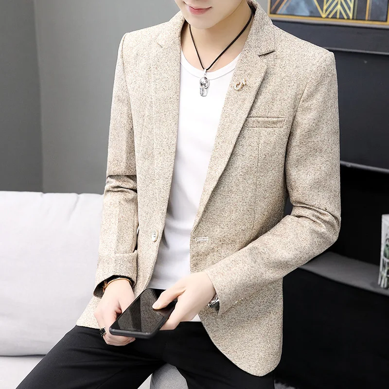 

2019 men's cultivate one's morality suit small suit trend of England youth pure color cultivate one's morality leisure suit