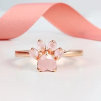 lamoon sterling silver 925 jewelry rings for women pink paw rose quartz ring rose gold white gold platd gemstones jewellery