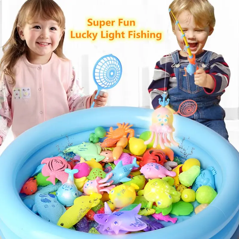 

NEW! Surprise Treasure Fishing Toy Set,Induction Light Up Magnetic Fishing Toy,Boys Girls Bath Toys Party Game