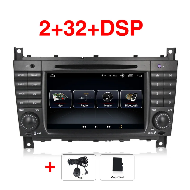" HD 1024x600 четырехъядерный Автомобильный DVD Android 9 для Mercedes/Benz C Class W203 c200 C230 C240 C320 C350 CLK W209 gps РАДИО WiFi - Цвет: 32G