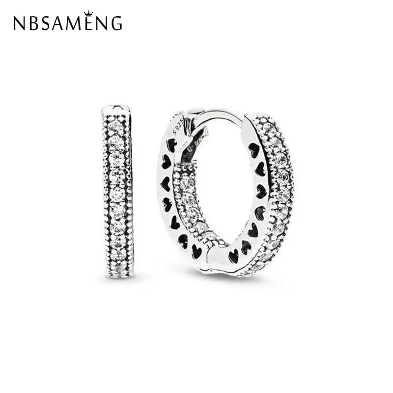 Женские серьги-гвоздики с сердечками из серебра 925 пробы кристаллом | Украшения и