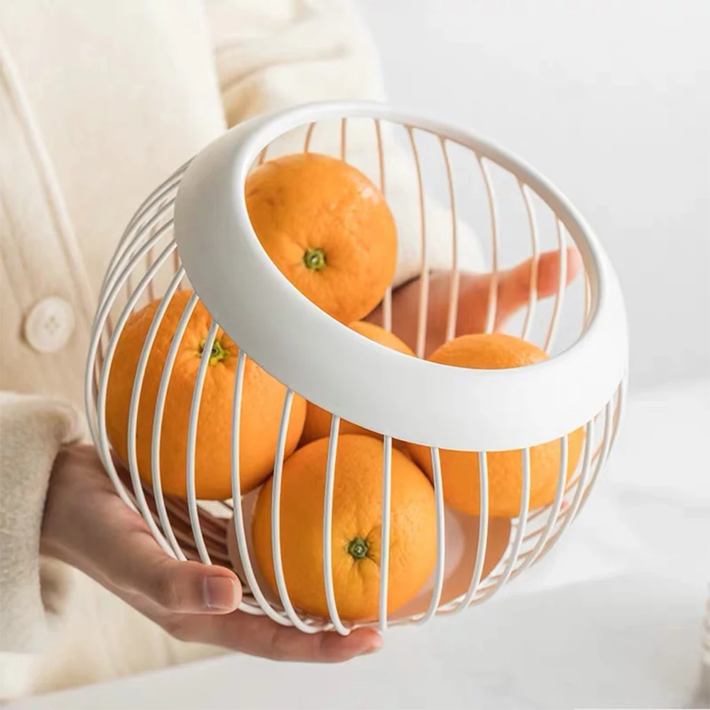 

1PC Iron Storage Fruit Plate Drain Basket Vegetable Snack Bowl Coffee Pod Organizer Holder for Kitchen Countertop Home