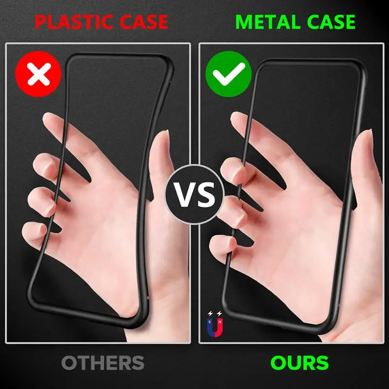 

Magnetic Adsorption Tempered Glass Privacy Metal Phone Case Coque 360 Magnet Antispy Cover for iPhone XR XS X 11 Pro Max 8 7 6s