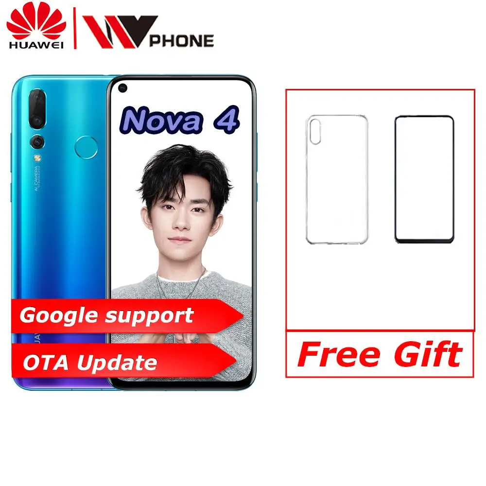 Huawei nova 4 nova4 6 дюйма 3 задняя камера мобильный телефон Kirin970 Octa Core face ID Android 9 0