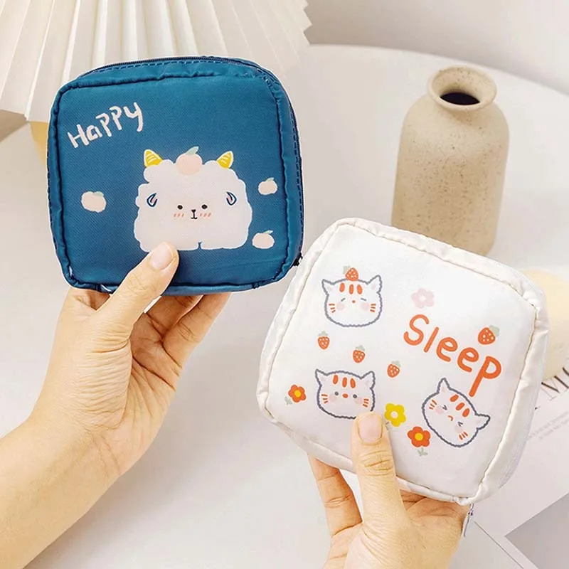 

Women Girl Sanitary Pad Pouches Napkin Towel Storage Bag Credit Card Holder Coin Purse Cosmetics Earphone Case 2021 New